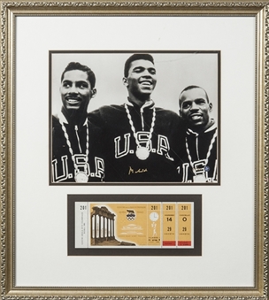 Muhammad Ali Signed 11x14 Photo Framed with a 1960 Olympic Boxing Ticket